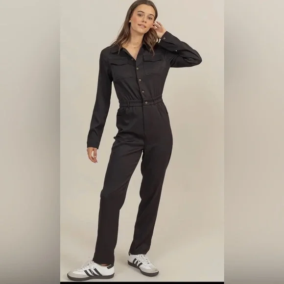 New nwt double zero black jumpsuit so adorable! S M L! #holidayoutfit - Picture 3 of 4